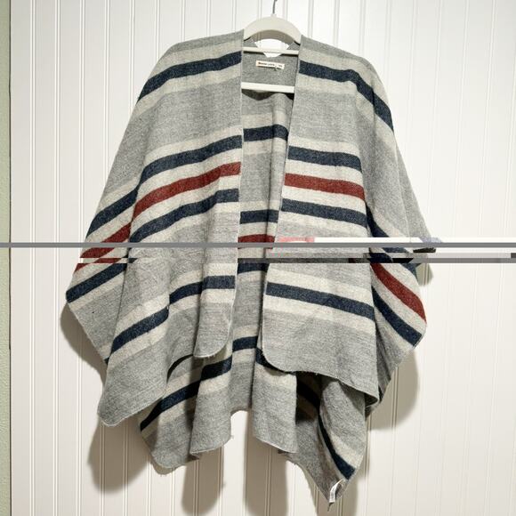 Marine Layer Levi Striped Wrap Poncho One Size - Picture 2 of 6